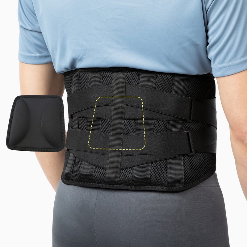 BraceUP Back Support with lumbar Pad - Back Pain Relief for Men and Women, Lumbar Support Belt for Sciatica Pain, Heavy Lifting, Waist Support, Lower Back Brace (L/XL 90-110 cm) - Image 1